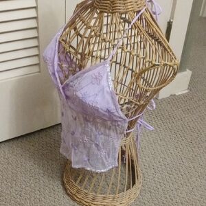 Lavender Hand Beaded Tie In The Back Top